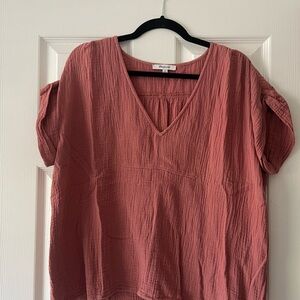 Madewell Women's Dusty Rose V-Neck Blouse